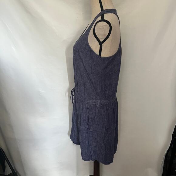 Lou & Grey Linen Blend Chambray Jumper Dress Sz M Coastal Loungecore Minimal - Picture 7 of 14